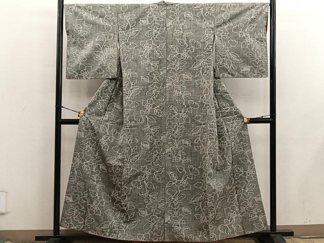 平和屋着物■上質な紬　草花文　正絹　逸品　BAAX8456mz