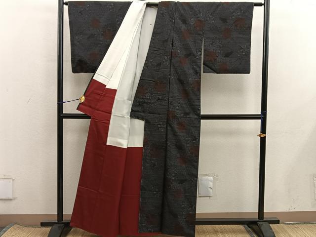 平和屋着物■本場大島紬　楓文　正絹　逸品　BAAX8457mz
