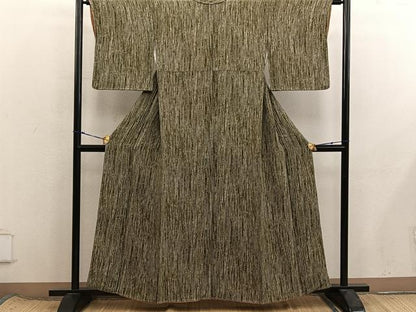 平和屋着物■上質な小紋　縞　鬼しぼ縮緬　正絹　逸品　未使用　BAAX8458mz