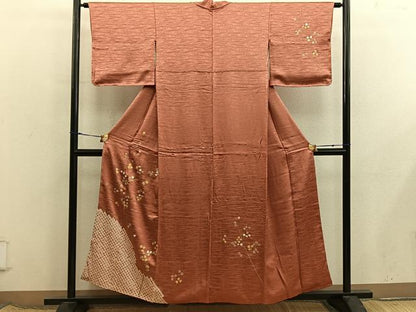 平和屋着物■訪問着　絞り　枝花文　金彩　正絹　逸品　BAAX8459mz