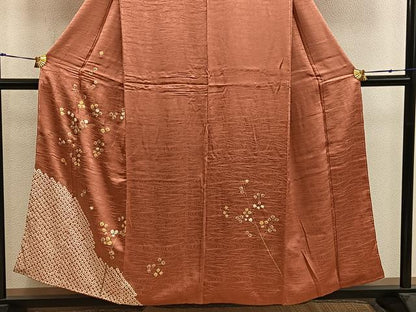 平和屋着物■訪問着　絞り　枝花文　金彩　正絹　逸品　BAAX8459mz