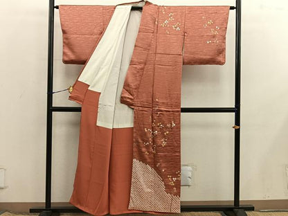 平和屋着物■訪問着　絞り　枝花文　金彩　正絹　逸品　BAAX8459mz