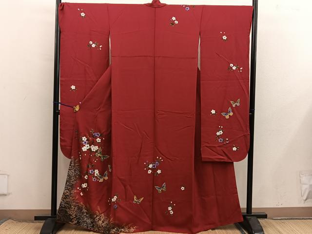 平和屋着物■豪華振袖　舞蝶花文　暈し染め　金彩　正絹　逸品　BAAX8461mz