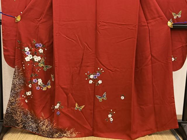 平和屋着物■豪華振袖　舞蝶花文　暈し染め　金彩　正絹　逸品　BAAX8461mz