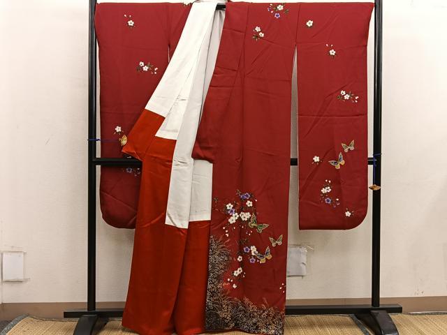 平和屋着物■豪華振袖　舞蝶花文　暈し染め　金彩　正絹　逸品　BAAX8461mz