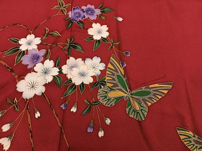 平和屋着物■豪華振袖　舞蝶花文　暈し染め　金彩　正絹　逸品　BAAX8461mz