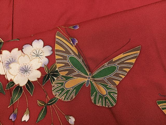 平和屋着物■豪華振袖　舞蝶花文　暈し染め　金彩　正絹　逸品　BAAX8461mz