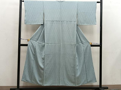 平和屋着物■上質な色無地　立涌花地紋　利休色　正絹　逸品　BAAX8463mz