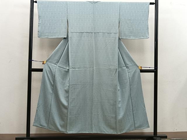 平和屋着物■上質な色無地　立涌花地紋　利休色　正絹　逸品　BAAX8463mz