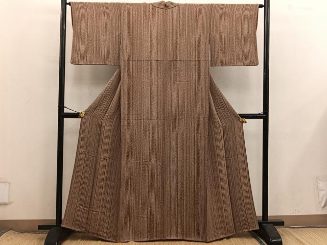 平和屋着物■上質な小紋　間道　鬼しぼ縮緬　正絹　逸品　BAAX8464mz