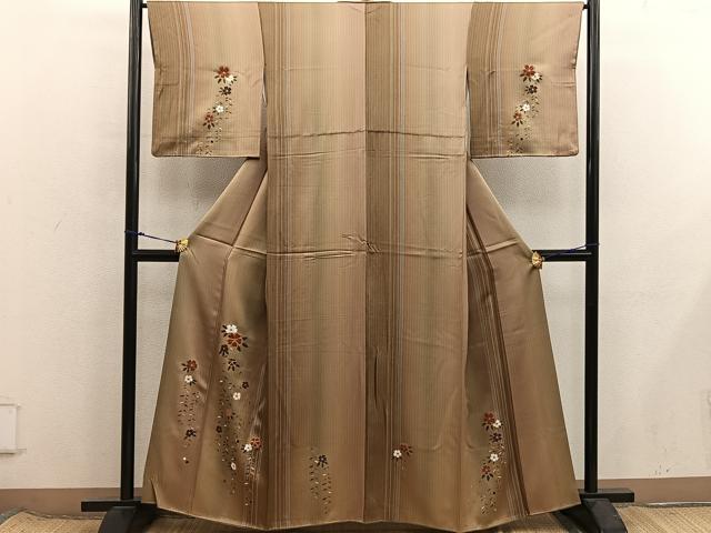 平和屋着物■訪問着　駒刺繍　舞桜文　金彩　正絹　逸品　BAAX8465mz