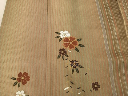 平和屋着物■訪問着　駒刺繍　舞桜文　金彩　正絹　逸品　BAAX8465mz