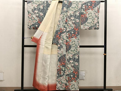 平和屋着物■上質な小紋　梅花文　鬼しぼ縮緬　正絹　逸品　BAAX8469mz