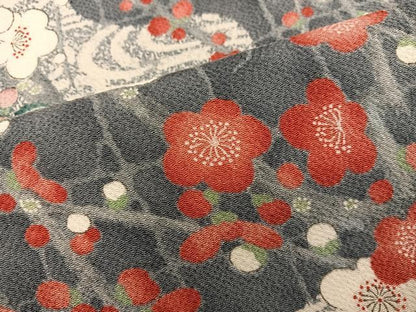 平和屋着物■上質な小紋　梅花文　鬼しぼ縮緬　正絹　逸品　BAAX8469mz