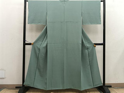 平和屋着物■上質な色無地　鶸茶色　正絹　逸品　BAAX8470mz
