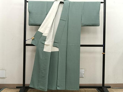 平和屋着物■上質な色無地　鶸茶色　正絹　逸品　BAAX8470mz