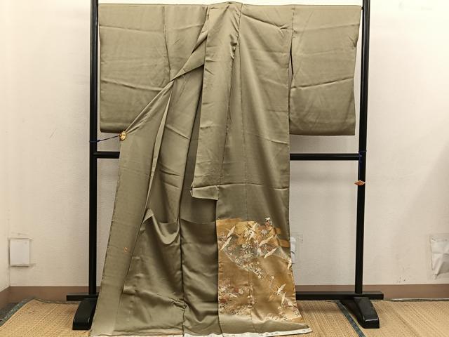 平和屋着物■色留訪問着　作家物　駒刺繍　飛鶴花文　暈し染め　金彩　仮絵羽　逸品　未使用　BAAX8471mz