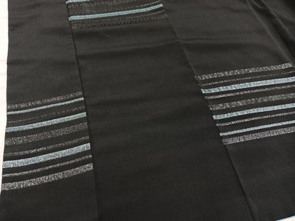 平和屋着物■上質な小紋　横段文　黒地　正絹　逸品　BAAX8472mz