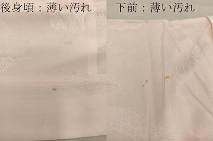 平和屋着物■長襦袢　無双仕立て　飛鶴人物地紋　薄香色　正絹　逸品　BAAX8473mz