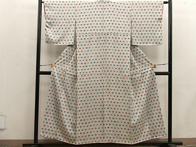 平和屋着物■上質な小紋　橘文　正絹　逸品　BAAX8474mz