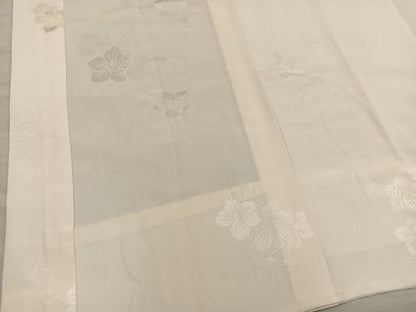 平和屋着物■長襦袢　無双仕立て　草花地紋　白色　正絹　逸品　BAAX8475mz