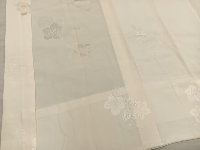 平和屋着物■長襦袢　無双仕立て　草花地紋　白色　正絹　逸品　BAAX8475mz