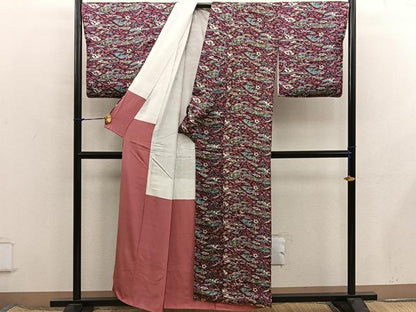 平和屋着物■上質な小紋　草花文　正絹　逸品　BAAX8477mz