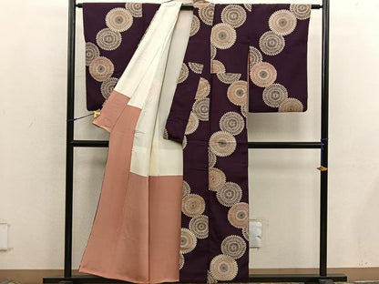 平和屋着物■上質なお召　菊　正絹　逸品　BAAX8478mz