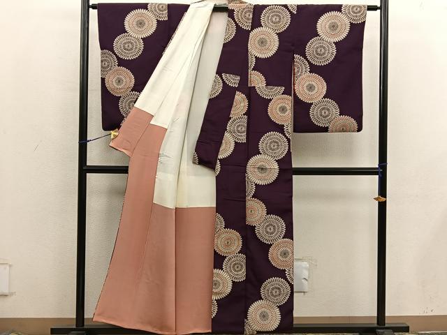 平和屋着物■上質なお召　菊　正絹　逸品　BAAX8478mz
