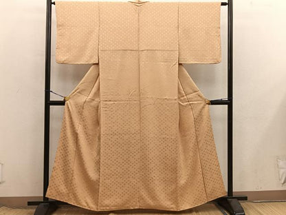 平和屋着物■上質な色無地　草花地紋　狐色　正絹　逸品　BAAX8498mz