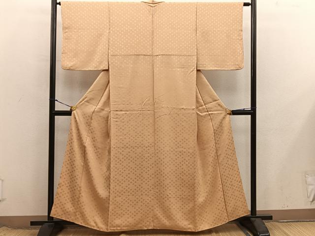 平和屋着物■上質な色無地　草花地紋　狐色　正絹　逸品　BAAX8498mz