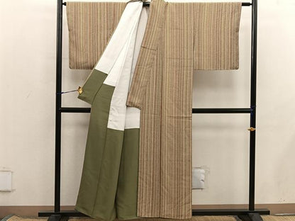 平和屋着物■上質な小紋　間道　正絹　逸品　BAAX8499mz