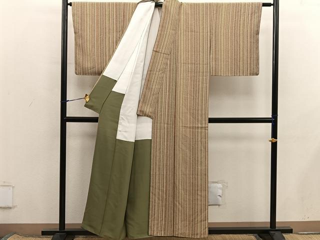 平和屋着物■上質な小紋　間道　正絹　逸品　BAAX8499mz