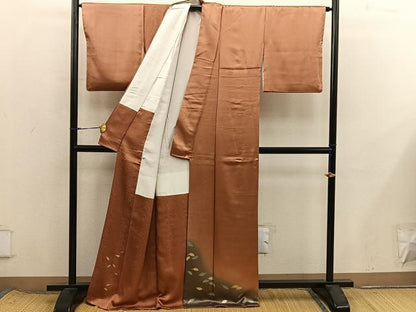 平和屋着物■訪問着　草葉文　暈し染め　金彩　正絹　逸品　BAAX8500mz