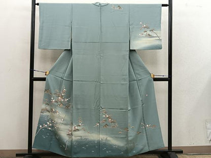 平和屋着物■訪問着　友禅　作家物　枝梅松文　暈し染め　正絹　逸品　BAAX8502mz