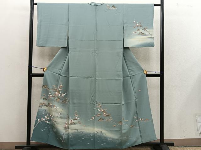 平和屋着物■訪問着　友禅　作家物　枝梅松文　暈し染め　正絹　逸品　BAAX8502mz