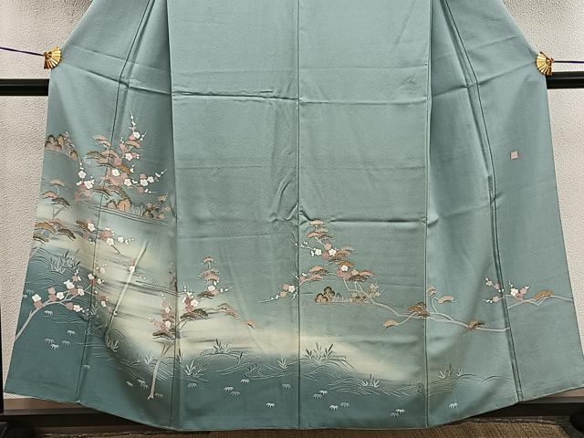 平和屋着物■訪問着　友禅　作家物　枝梅松文　暈し染め　正絹　逸品　BAAX8502mz