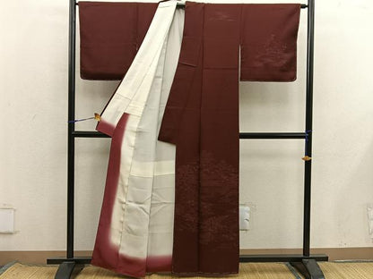 平和屋着物■訪問着　刺繍　風景花文　正絹　逸品　未使用　BAAX8505mz