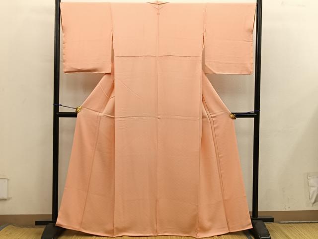 平和屋着物■上質な色無地　青海波地紋　深支子色　正絹　逸品　BAAX8506mz