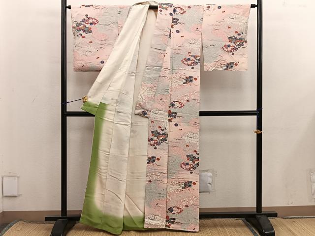 平和屋着物■上質な小紋　地紙花文　金彩　正絹　逸品　BAAX8508mz