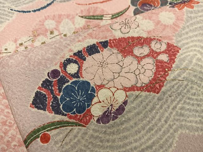 平和屋着物■上質な小紋　地紙花文　金彩　正絹　逸品　BAAX8508mz
