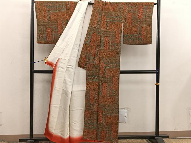 平和屋着物■上質な小紋　亀甲更紗花文　正絹　逸品　BAAX8509mz