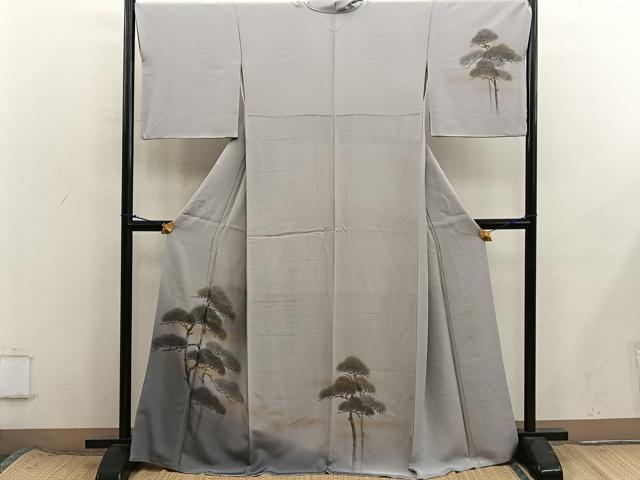平和屋着物■日本画家　濡れ描き友禅作家　高橋峰陵　訪問着　枝葉文　金彩　さが美扱い　正絹　逸品　BAAX8510mz