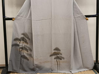 平和屋着物■日本画家　濡れ描き友禅作家　高橋峰陵　訪問着　枝葉文　金彩　さが美扱い　正絹　逸品　BAAX8510mz