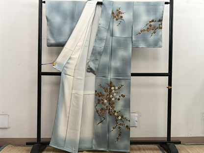 平和屋着物■訪問着　駒刺繍　枝梅文　暈し染め　金彩　正絹　逸品　未使用　BAAX8511mz