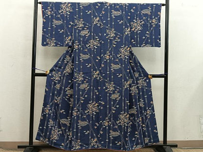 平和屋着物■上質な小紋　型染め　鳳凰花文　正絹　逸品　BAAX8512mz