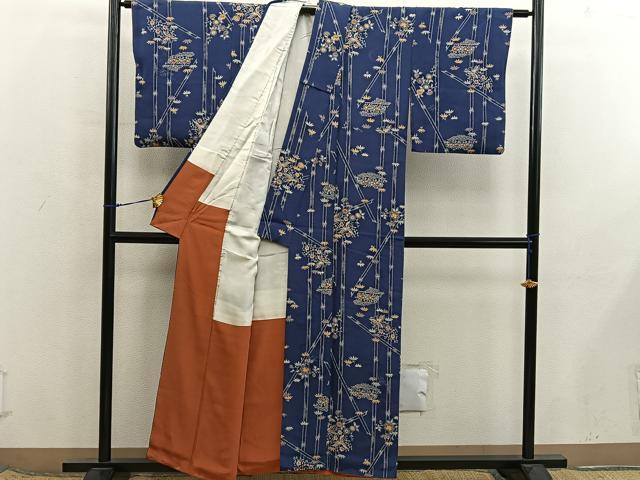 平和屋着物■上質な小紋　型染め　鳳凰花文　正絹　逸品　BAAX8512mz