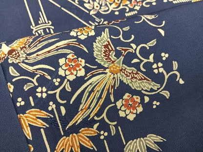 平和屋着物■上質な小紋　型染め　鳳凰花文　正絹　逸品　BAAX8512mz