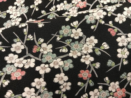 平和屋着物■上質な小紋　枝梅文　黒地　正絹　逸品　BAAX8513mz