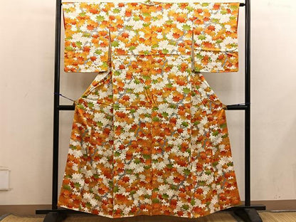 平和屋着物■上質な小紋　楓文　正絹　逸品　BAAX8514mz